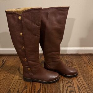 Michael Kors Brown Leather Knee-High Riding Boots Size 7.5